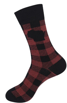 Socks WI Red Plaid