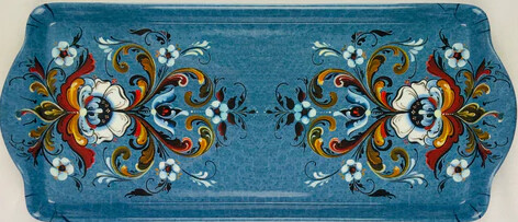 Almond Cake Tray-Lorentzen Blue Rosemaling