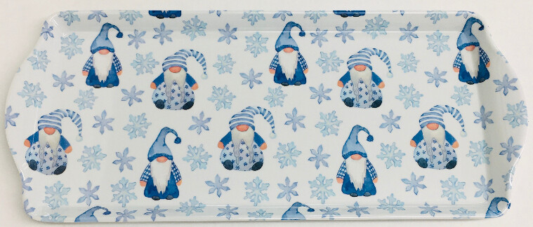 Almond Cake Tray-Blue Gnomes &amp; Snowflakes