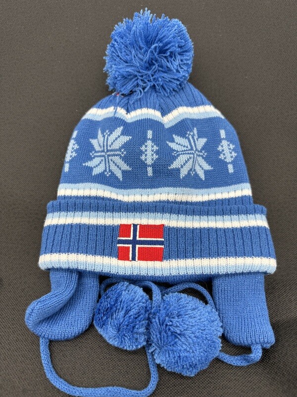 Hat Knit W/earflaps Blue