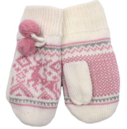 Childrens Mittens Pink Size 3-6