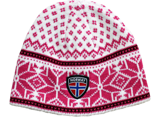 Knit Hat White With Pink Stars