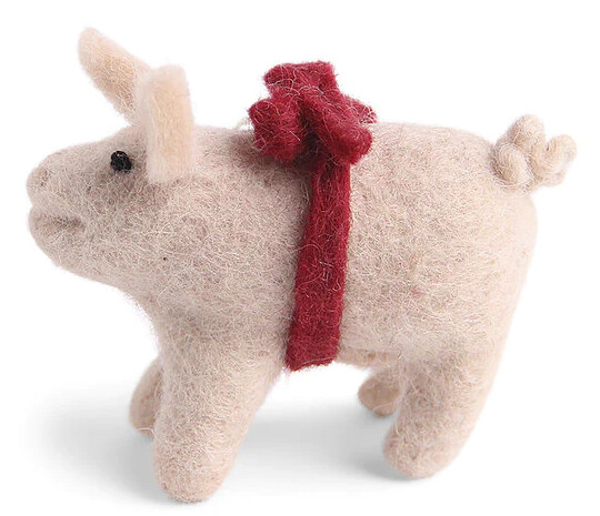 Felt Pig W/red Bow