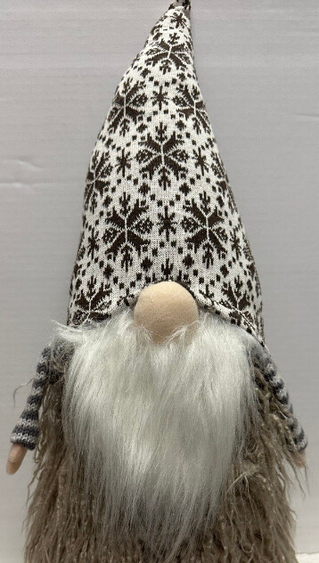 Gnome White Hat Brown Snowflake 22&quot;