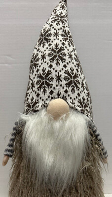 Gnome White Hat Brown Snowflake 22"