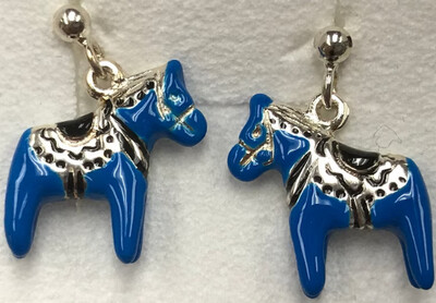 Earrings Silver Dala Horse Blue