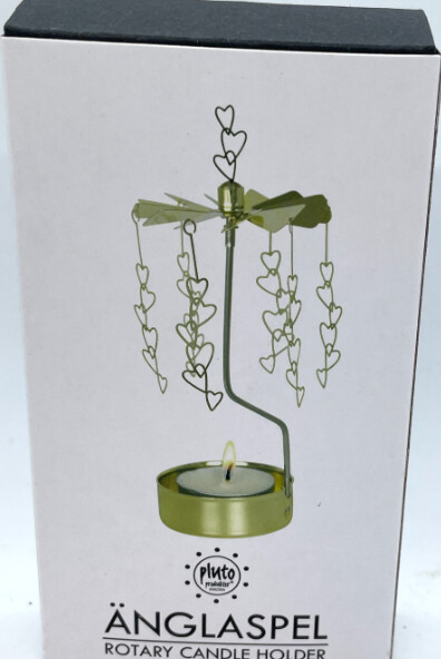 Anglaspel Rotary Candle Holder Row Of Hearts Gold