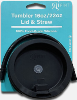 Sili Pint Tumbler Lid\straw Bouncy Black 16-20oz