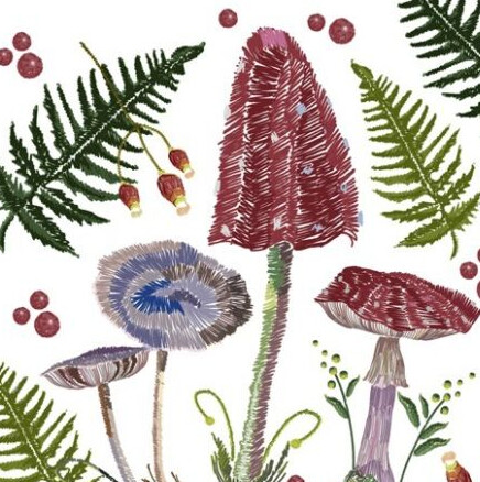 Luncheon Napkin-Mushrooms