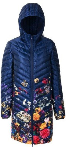 Rock Floral Down 3\4 Jacket Navy 2XL