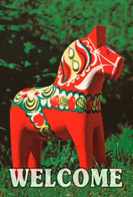 Garden Flag-Dala Horse Welcome