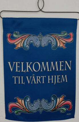 Garden Flag Velkommen Rosemaling