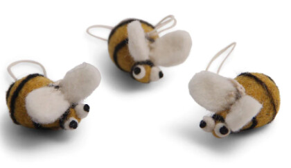 Felt Bee Ornaments-set Of 3