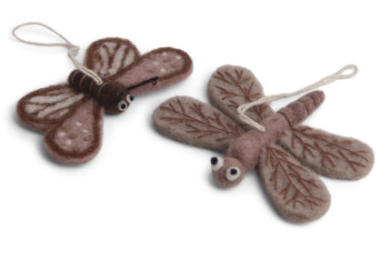 Felt DragonflyButterfly Ornament-set Of 2