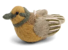 Felt Bird Ornament-Ochre/Green