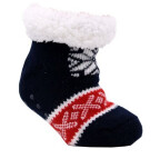 Socks Knit W Fleece Blue Red Wh 2-3 Years