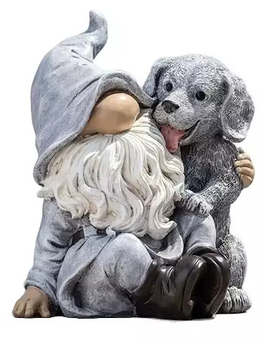 Roman 9&quot; Gnome With Puppy Statue