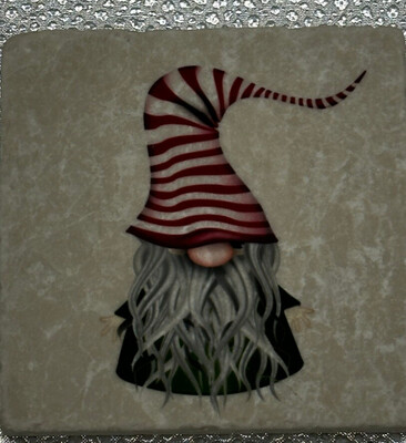 Coaster Tile-Gnome Striped Hat