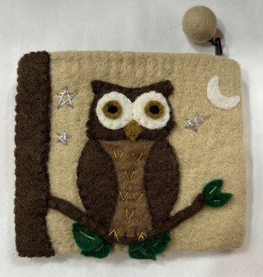 Purse Felt Brown Owl