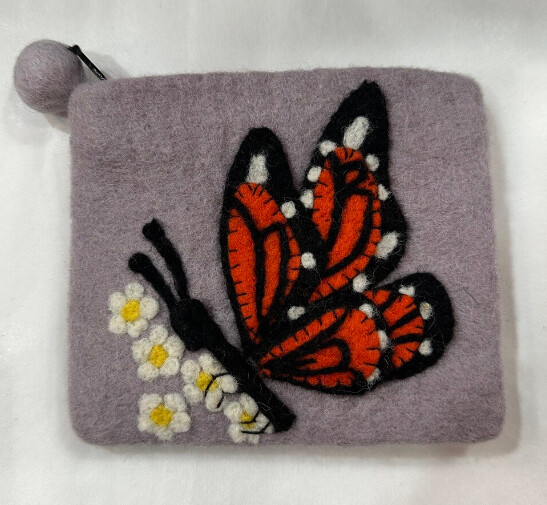 Purse Felt Butterfly Purple