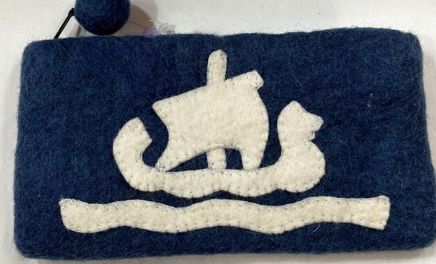 Purse/Pencil Case-Felted Navy Ship