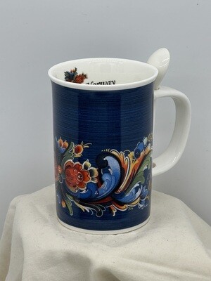 Coffee Mug- Rosemal Blue W\spoon