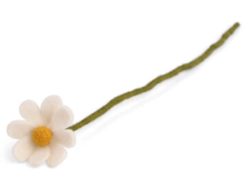 Felt Anemone Flower White With Yellow Center