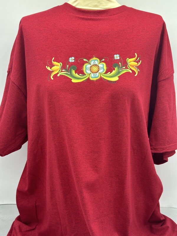 Tshirt Red Rosemaling 3XL