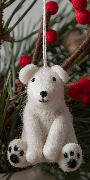 Felt Ornament Ice Bear Sitting