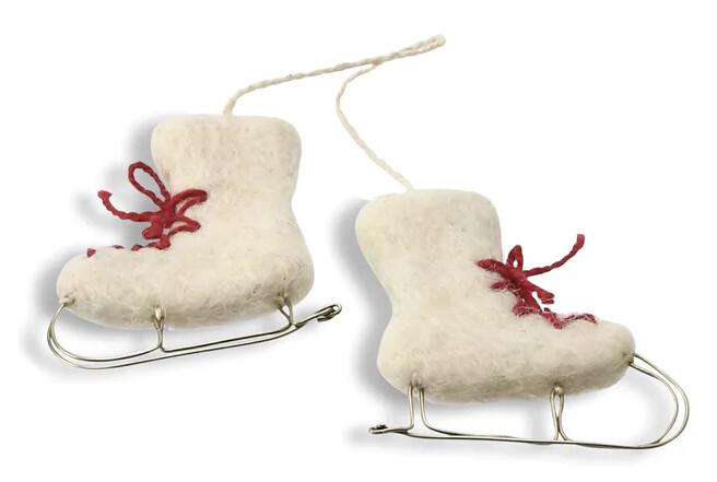 Felt Ornament Ice Skates White