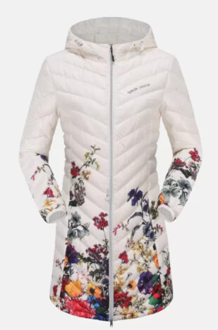 Coat 3/4 Down Floral White M