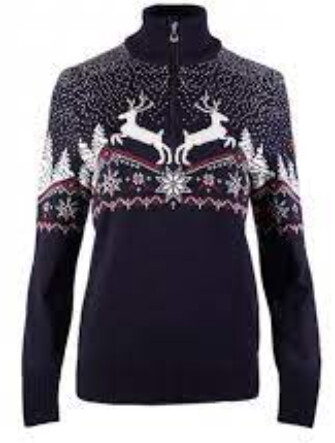 Dale Christmas Fem Sweater L Navy/Off White/Red