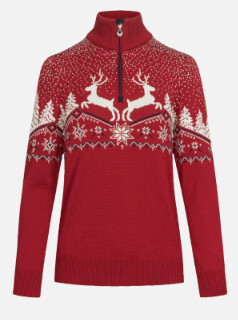Dale Christmas Fem Sweater M Red/Off White/Navy
