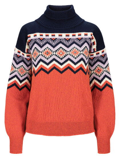 Randaberg Fem Sweater L Orange/Navy/Lavender
