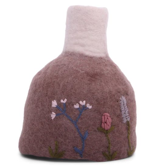 Felt Vase Lavender W/Glass