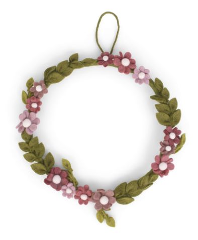 Felt Anemone Wreath Dusty Rose