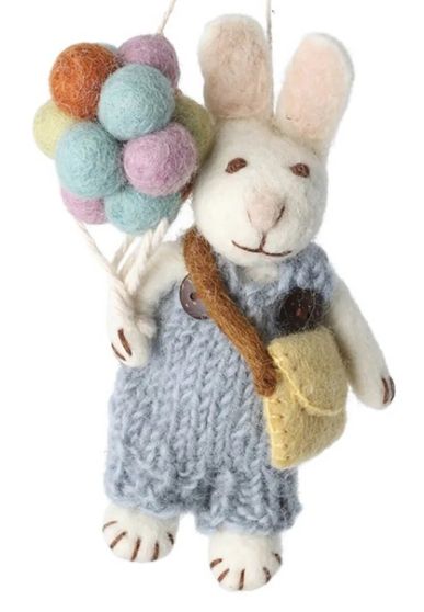 Felt Bunny Boy W/Blue Pants And Balloon