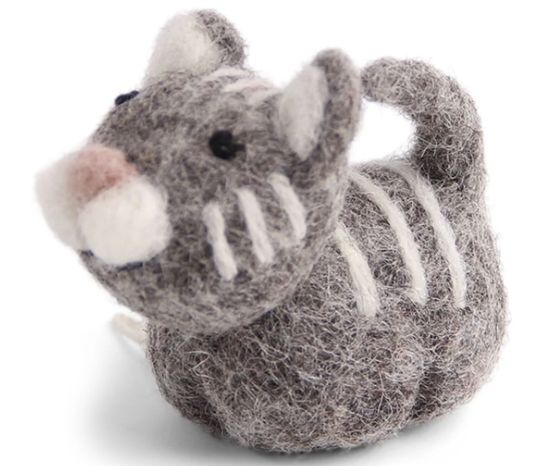 Felt Cat Ornament Grey