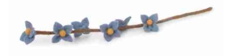 Felt Flowers On Stalk Sea Blue