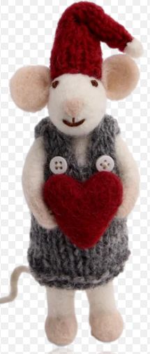 Felt White Girly Mouse W/ Heart