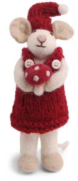 Felt White Girly Mouse W/ Mushroom