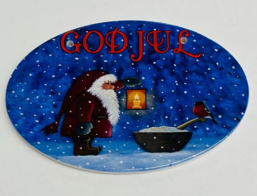 Ceramic Oval Sign-EMelhuish God Jul Gnome