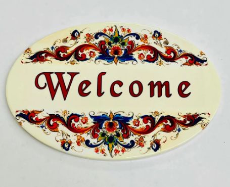 Ceramic Oval Sign -LL Rosemaling