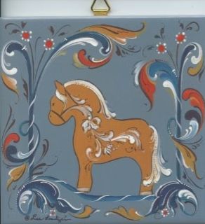 Ceramic Tile Rosemaling Fjord Horse