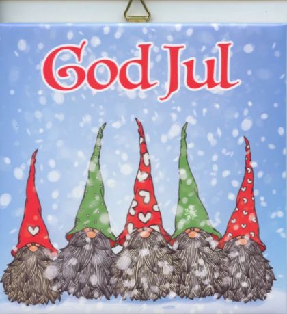 Ceramic Tile-God Jul Snowy Gnomes