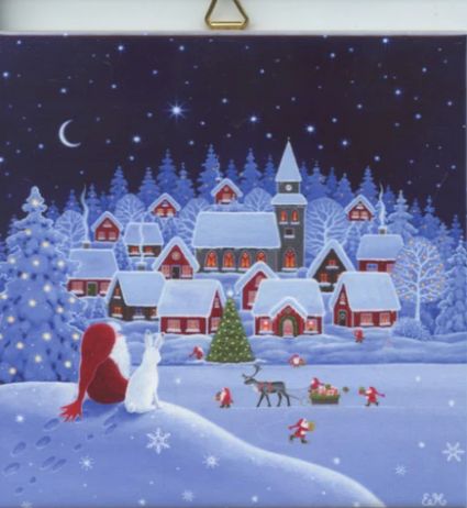 Ceramic Tile-Melhuish Tomte Rabbit Village