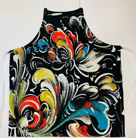 Apron LL Black Rosemaling