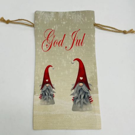 Bottle Bag Drawstring God Jul Gnome