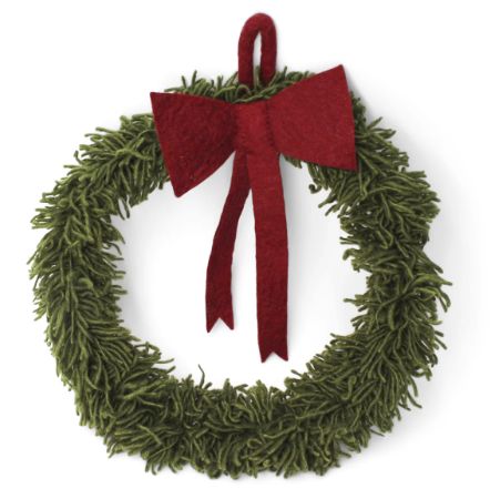 Felt Wreath Big Green W/Red Bow