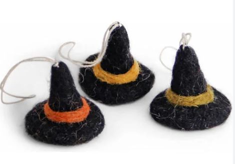 Ornament Felt Witch Hat Set Of 3